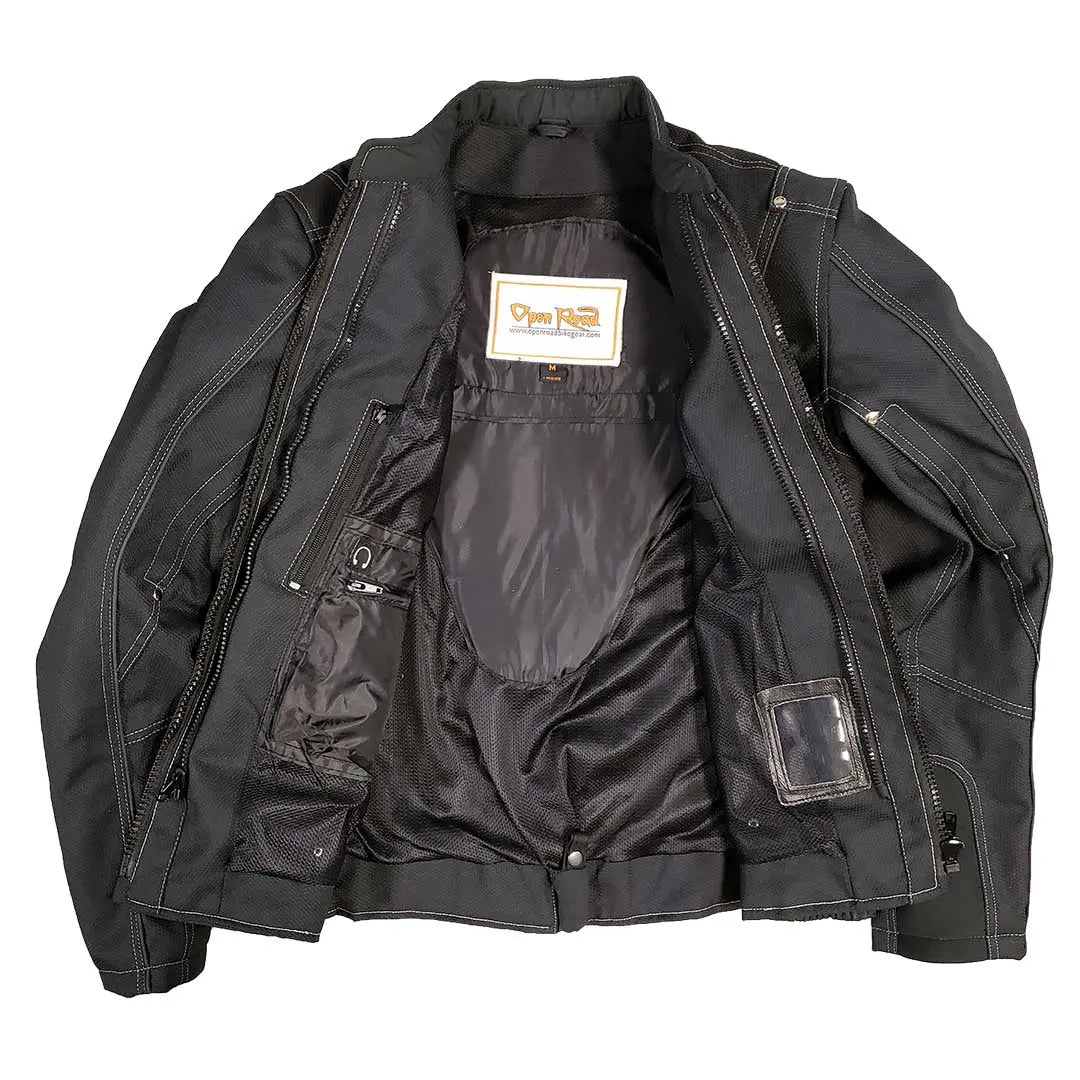 Blouson de moto en textile réfléchissant avec sweat à capuche amovible Open Road pour femme