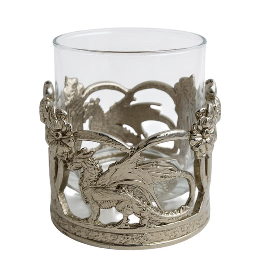 Set of 2 & Set of 4 - Crown Dragon Whisky Glasses | Juice Glasses | Drinkware | Statement Barware | Gold, Silver or Antique Finish