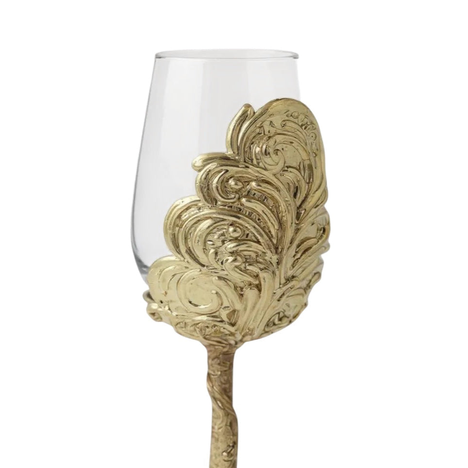 Set of 2/Set of 4 - Intricate Leaf/Ambi Design Wine Glasses