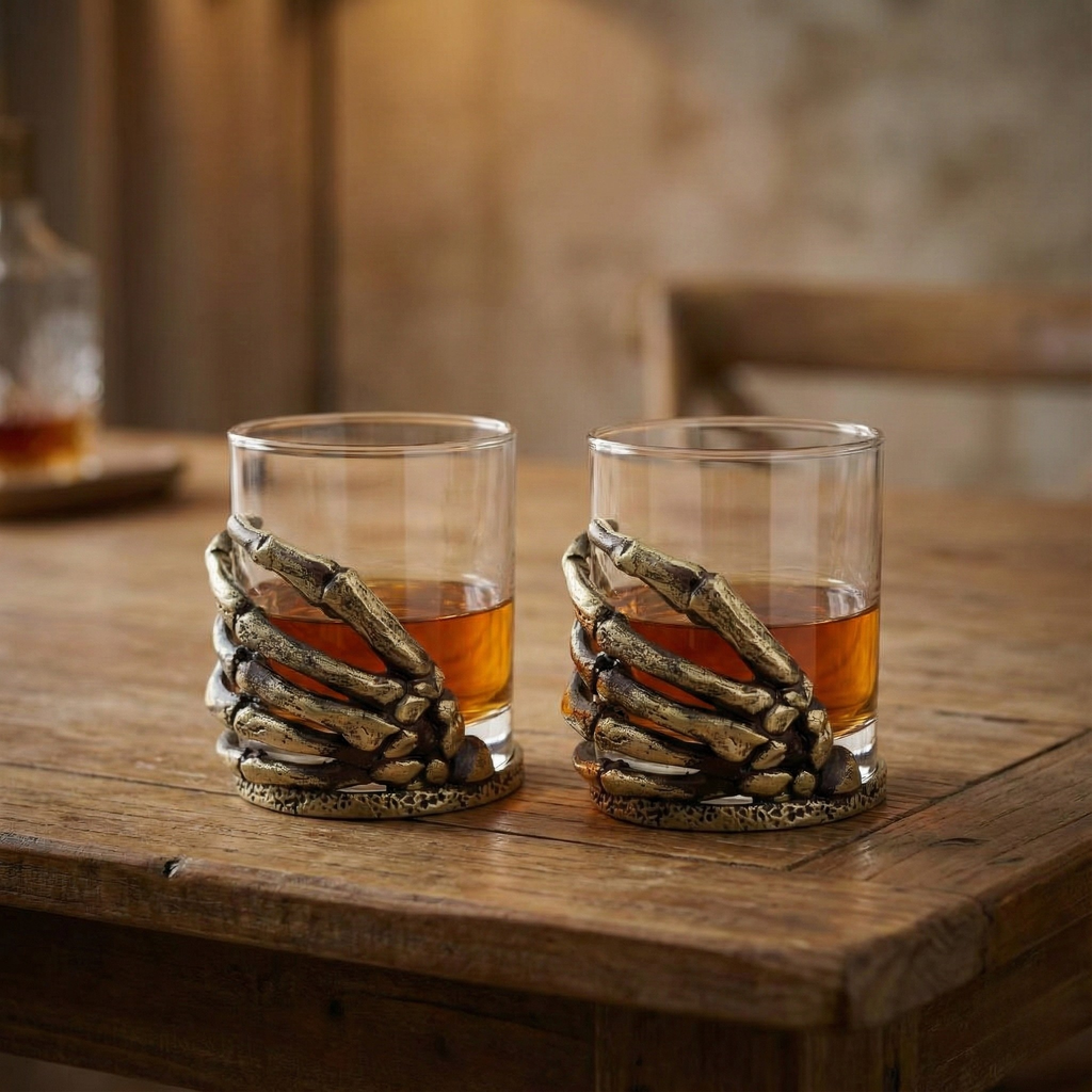 Skeleton Hand Whiskey Glasses