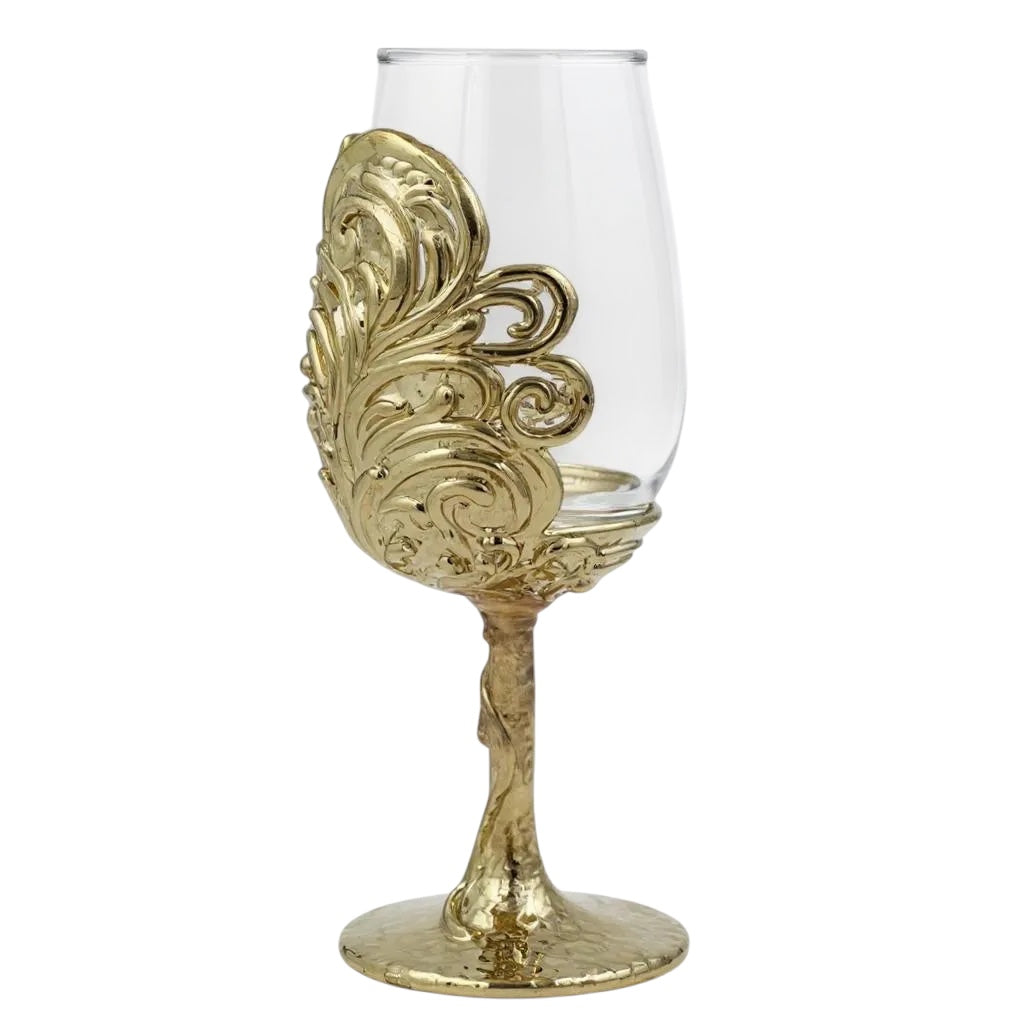 Set of 2/Set of 4 - Intricate Leaf/Ambi Design Wine Glasses