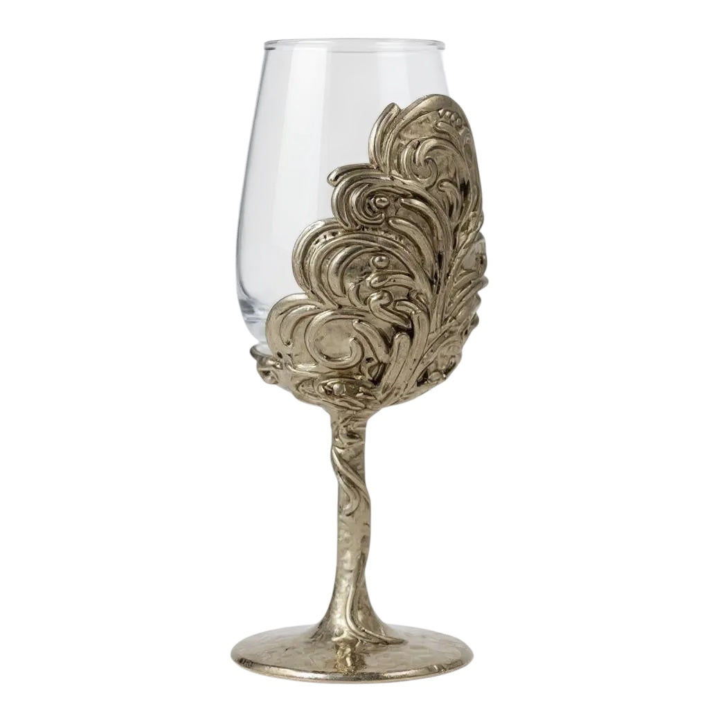 Set of 2/Set of 4 - Intricate Leaf/Ambi Design Wine Glasses