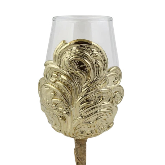 Set of 2/Set of 4 - Intricate Leaf/Ambi Design Wine Glasses