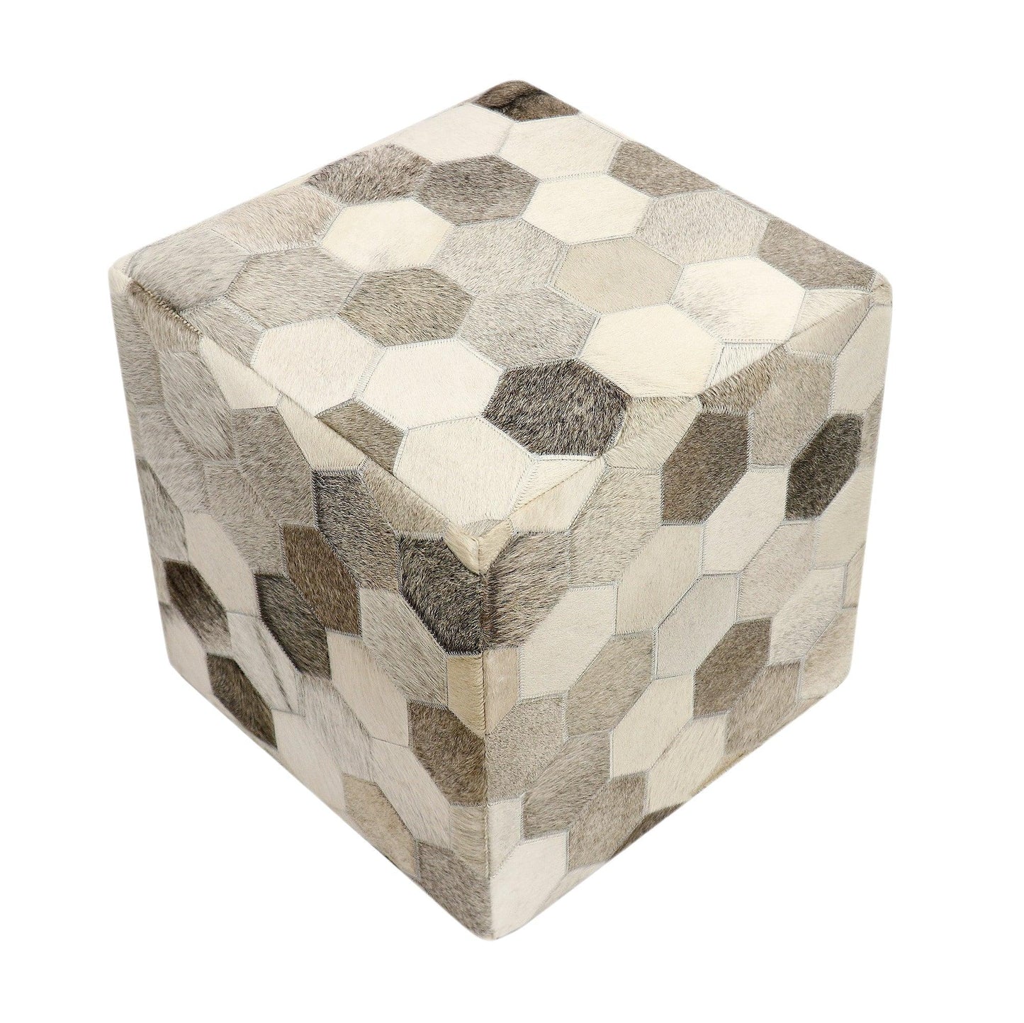 Canvello Cowhide Pouf Ottoman