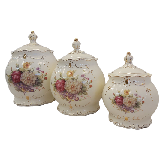 3 piece Canister Set-Flower